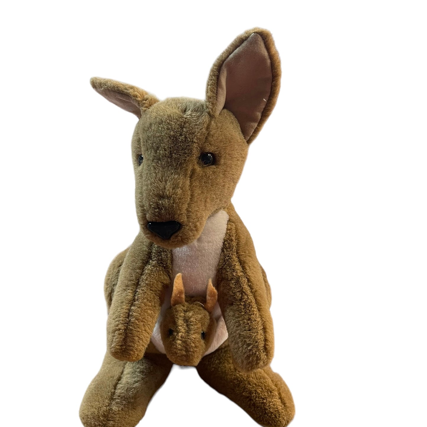 Realistic Corroboree Mama Kangaroo and Joey 16" Plush Caramel & White Stuffed Animal