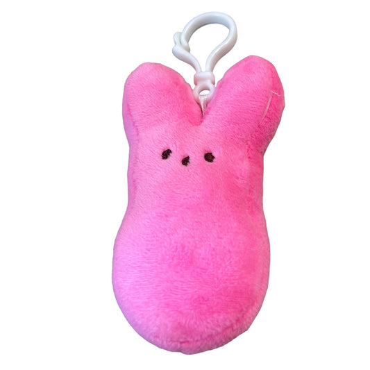 Peeps Plush Deep Pink 4" Easter Bunny Bag & Purse Clip /Keychain