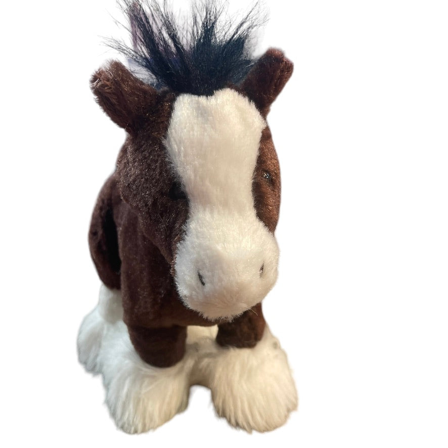 Ganz Webkins Clydesdale Horse, Black &  Brown with Shaggy White Feet -No Code