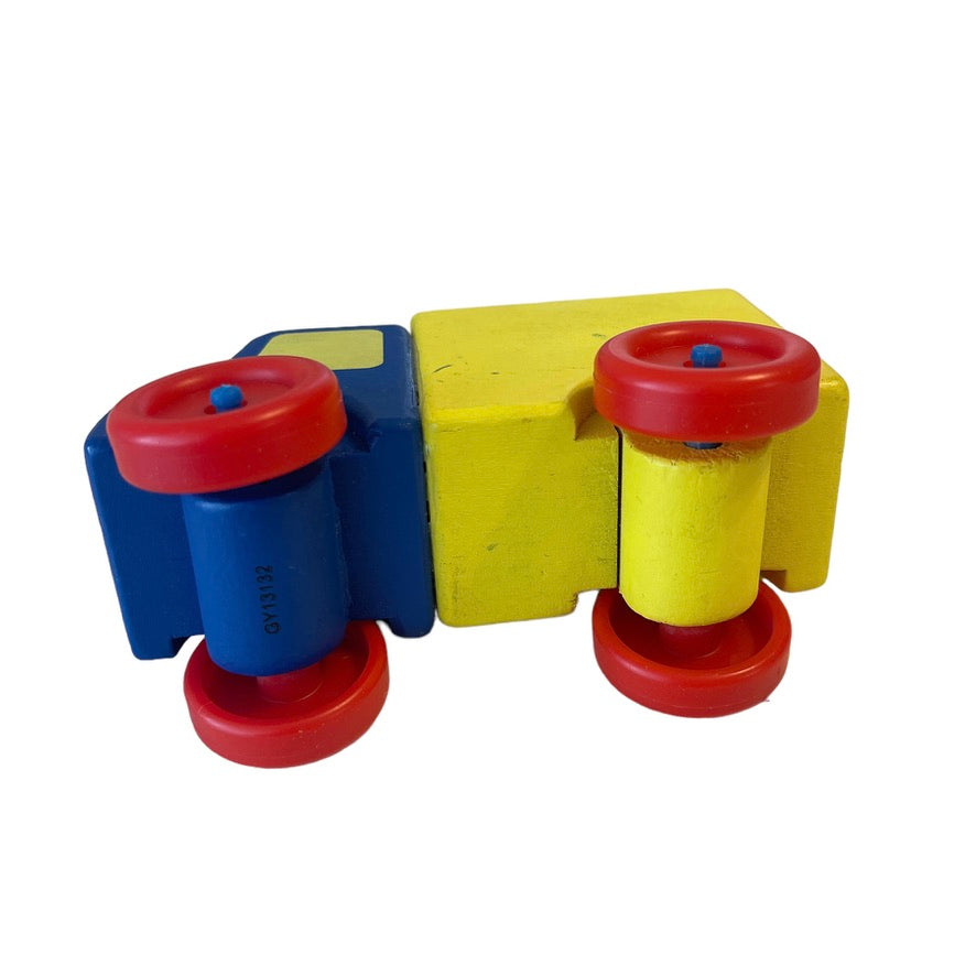 Vintage Wooden Truck, Well Made Wooden Truck in Bright Primary Colours