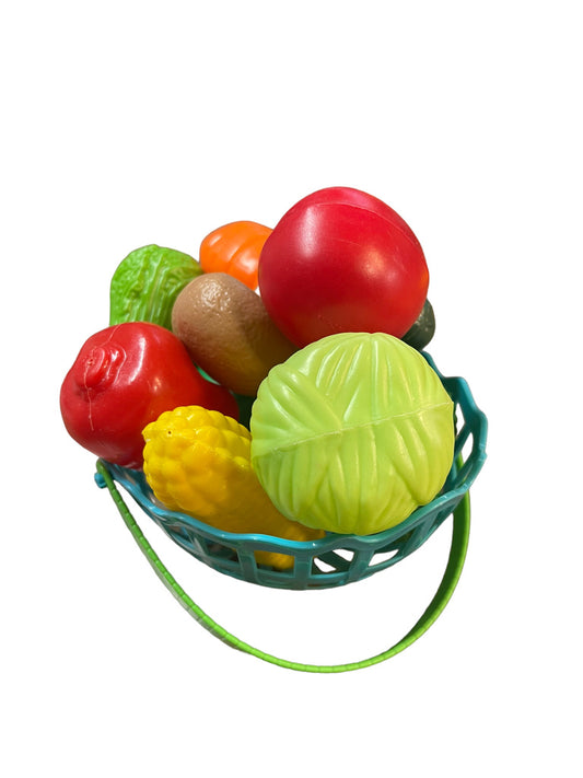 Playfood Market Basket of Fresh Vegetables, Light Plastic, Realistic GUC