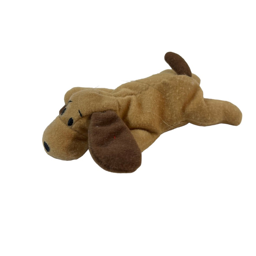 Tiny 6" Hound Dog Stuffed Animal Toy Tan Body, Brown Ears,Tail & Black Embroidered Face