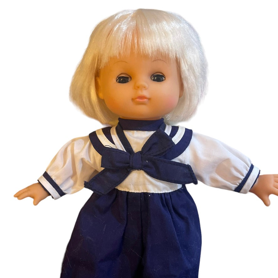 Gigo Toys Vintage 'Boy' Twin Baby Doll Platinum Hair, Sailor Suit, So Cute!