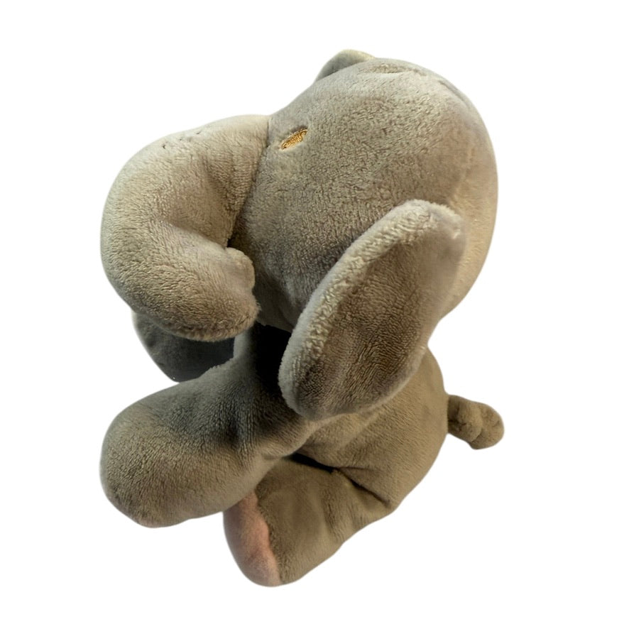 Velvety Grey & Pink KellyToy 8" Stuffed Elephant Plush Lovey Rattle/ Crinkle Toy with Knotted Tail