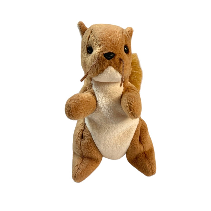 TY Beanie Baby, 'NUTS' the Squirrel Retired 1996, Stuffed Animal Plush 6" Woodland