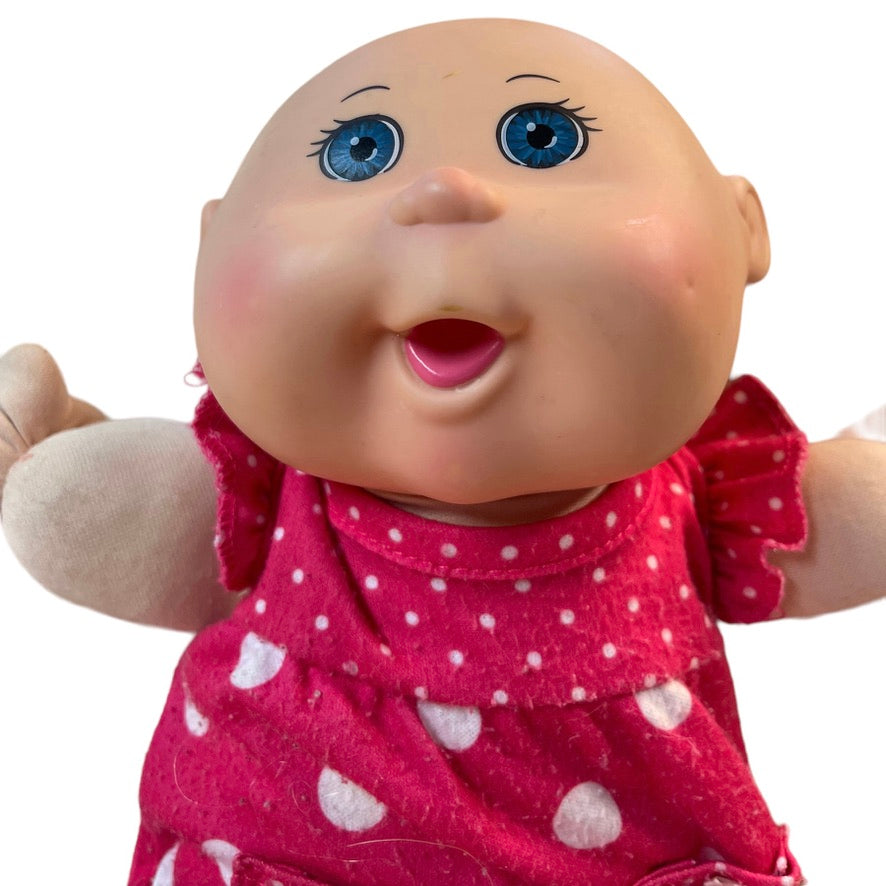 Cabbage Patch 12" Bald Baby Doll, 2017, Red Signature, Blue Eyes, Romper