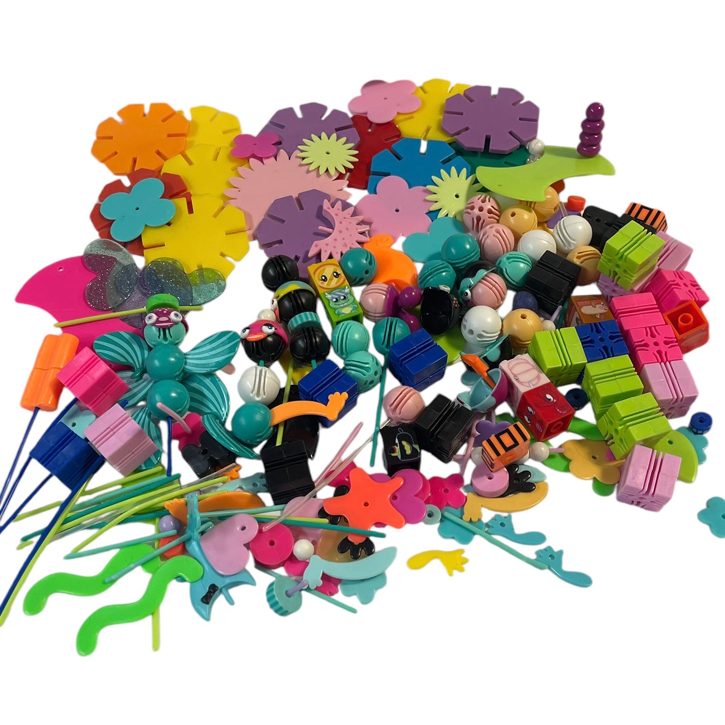 Ello Connectable Building Toys, More than A Pound of Mattel Brightly Coloured Pieces in EUC