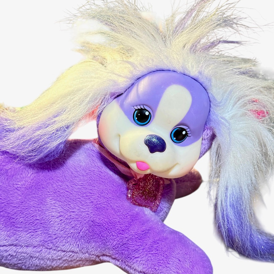 Purple Puppy Surprise with Pink Sparkly Heart Necklace and 1 Adorable Rainbow Baby, in GUC
