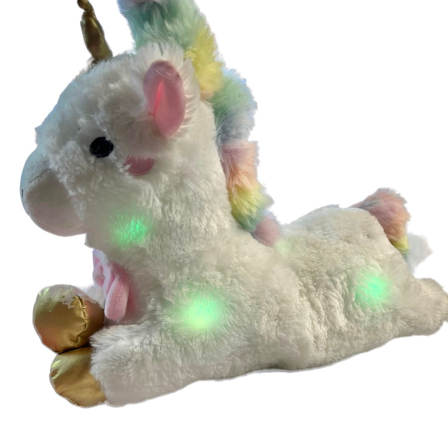 17"FAO Schwartz Unicorn LED Light Up Ultra Soft Plush Unicorn Rainbow Mane EUC