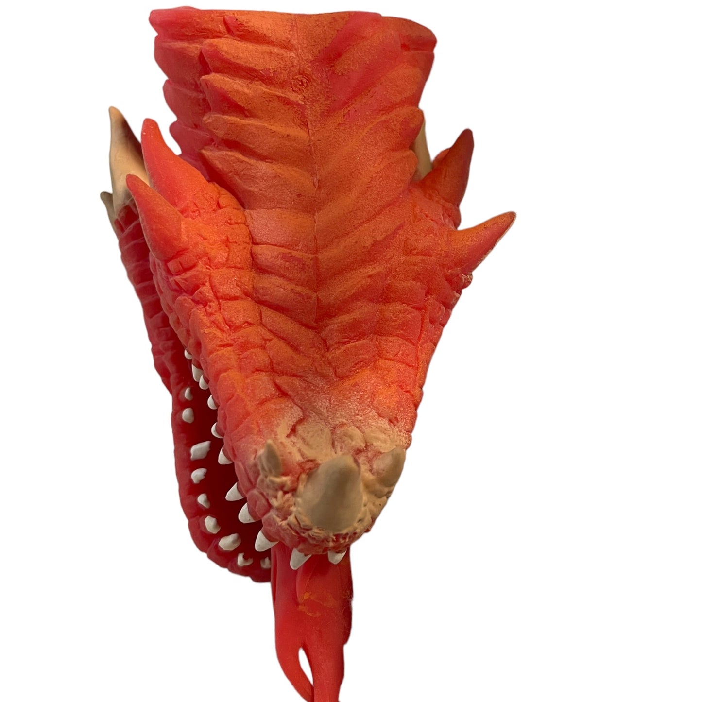 Schylling Fire-Breathing RED Dragon, Soft Stretchy Rubber Hand Puppet 6" Yellow Eyes