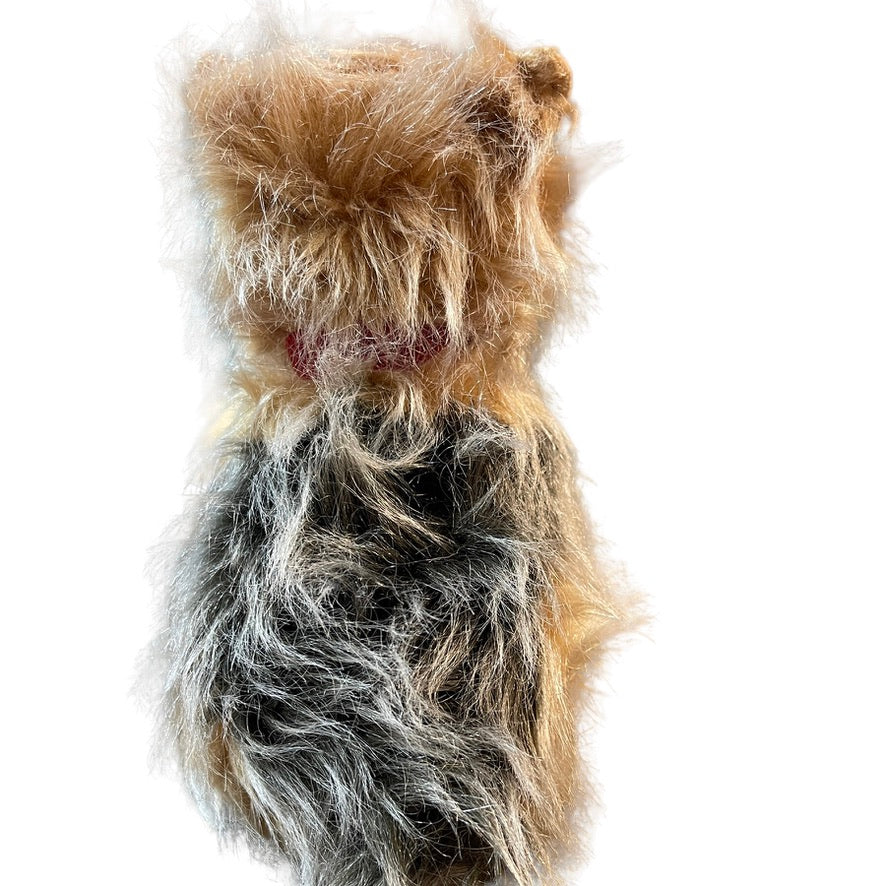 Russ Berrie, Yorkshire Terrier, Ghengis, Realistic Plush Dog with Red Bow in EUC