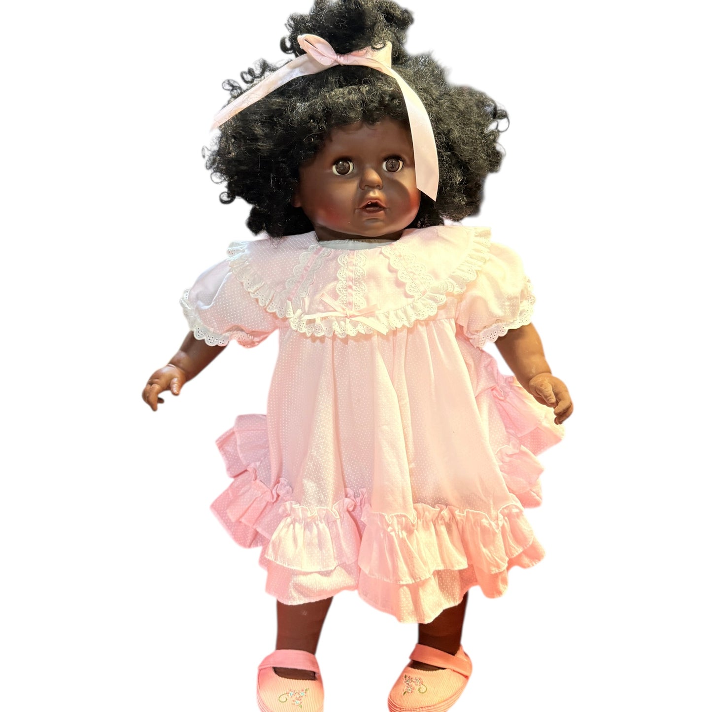 Exquisitely Made Black 24"Toddler Doll, Big Brown Eyes, Ultra Black Curly Hair, Adorable!