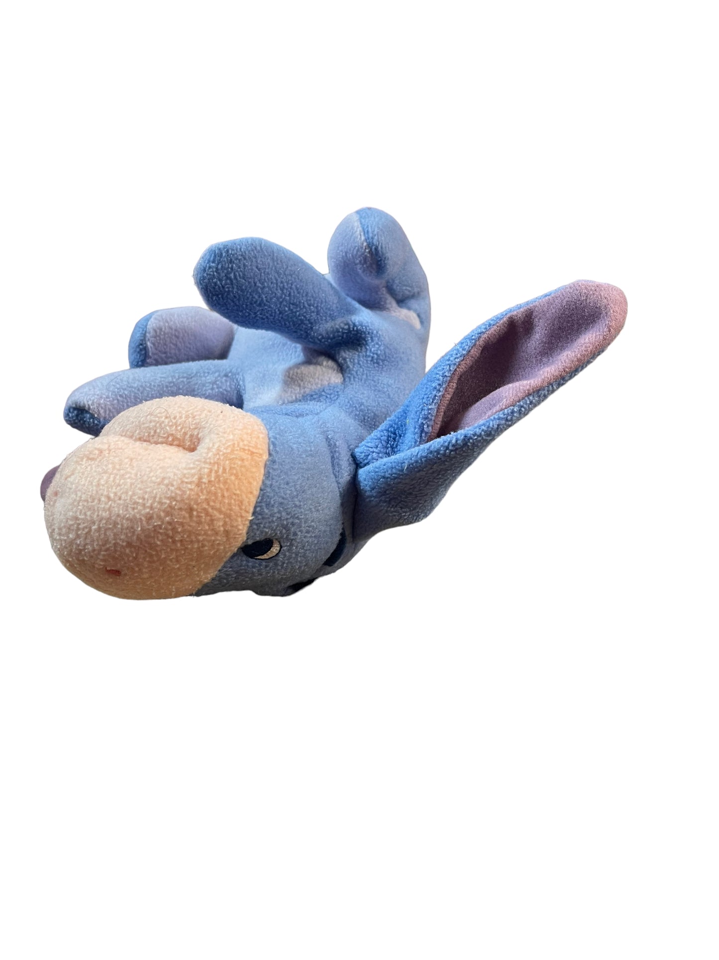 Mattel, Fisher Price, Disney Babys' First Eeyore Rattle Blue with Pink Satin Bow GUC