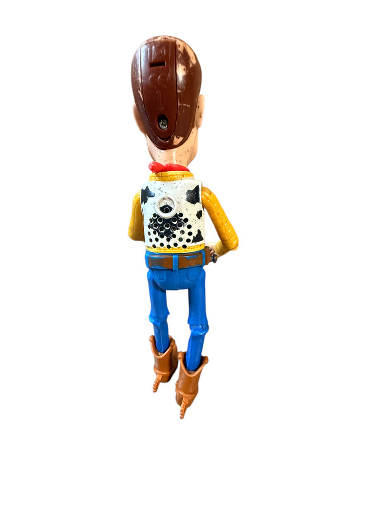 Disney Pixar Woody, 9" Animated Character from Toy Story, Some Paint Loss on Hair, He Talks! in GUC