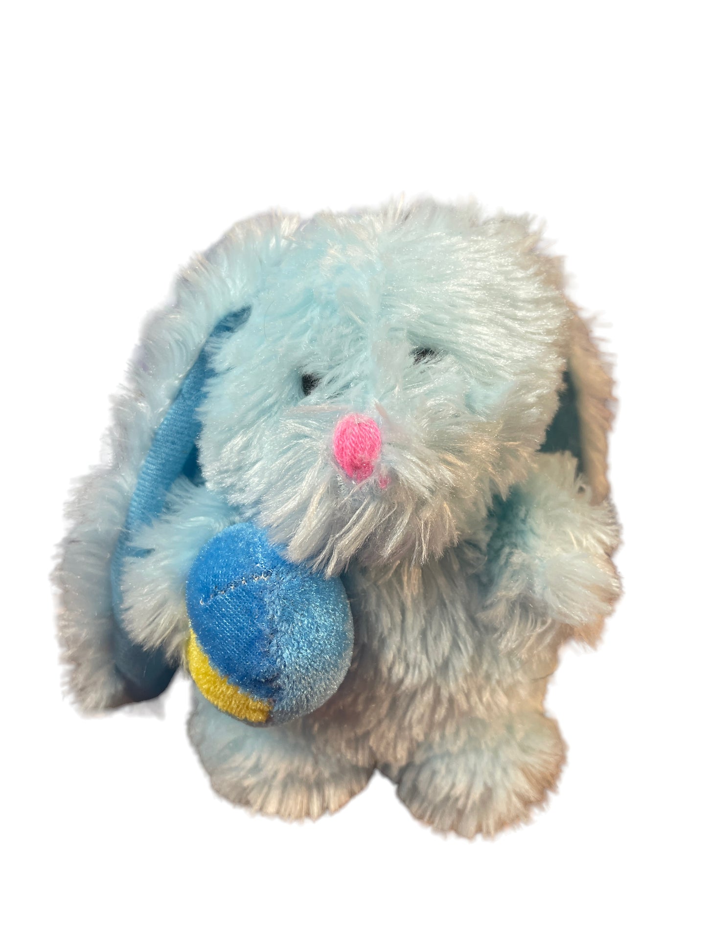 Fuzzy 6.5" Blue Bunny with Pink Nose & Blue Easter Egg in GUC