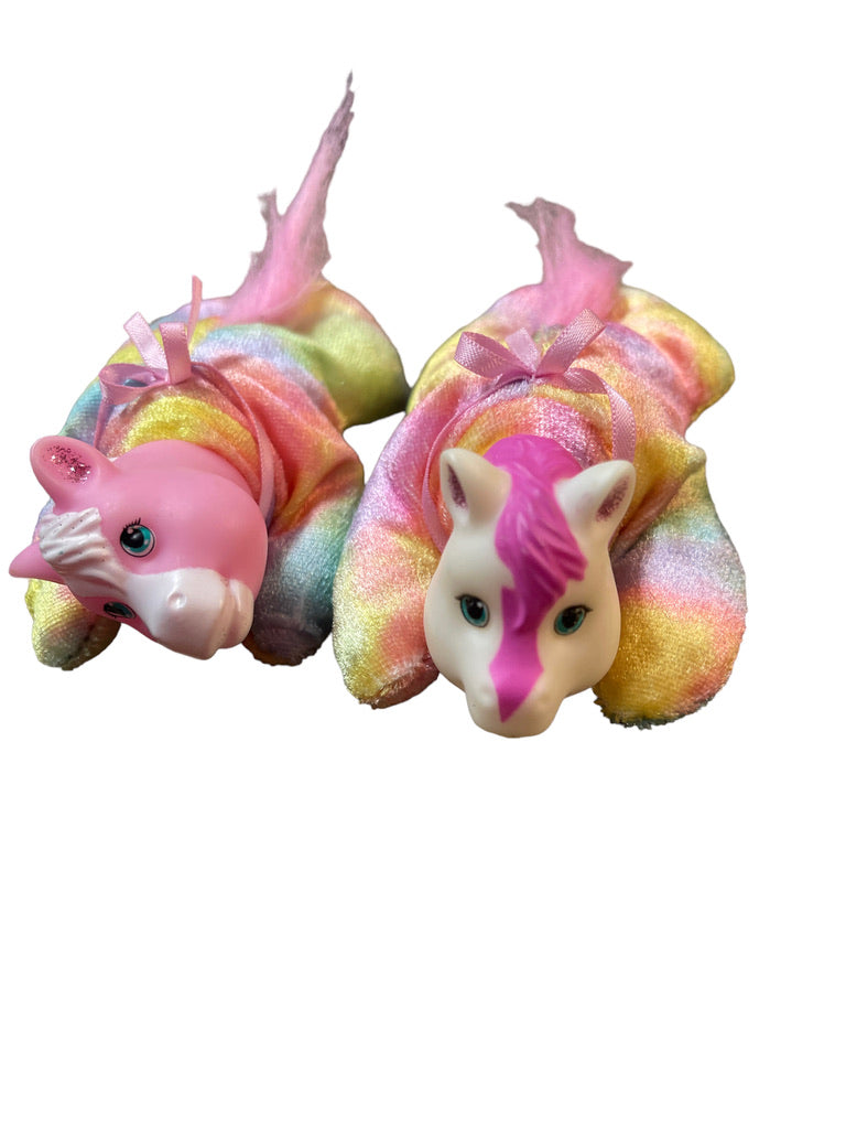 Unicorn Surprise Lot of 2 Replacement Babies, Sweet Tie Dye, Bows and Shiny Coats, Ears & Eyes.