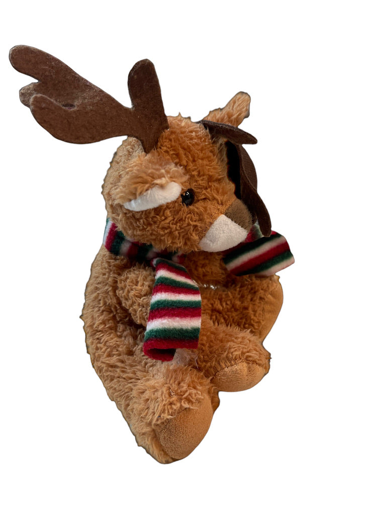 Hug Fun Cuddly 8" Plush Reindeer with Striped Scarf & Felt Antlers