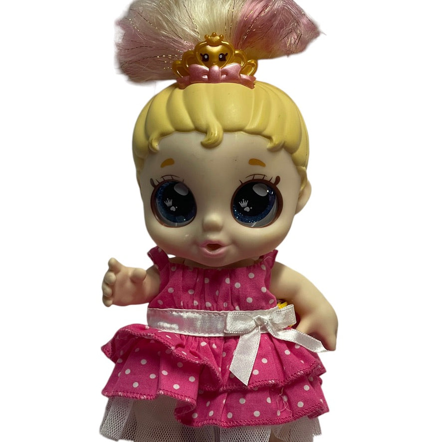 Kindi Kids Scented Sisters, 'Teenie Tiara', 6.5" Doll with Pink & Yellow Sparkly Hair, Blows Scented Kisses!