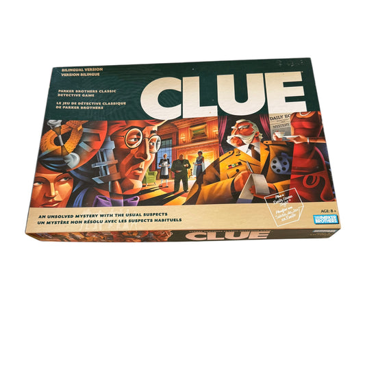 Vintage Clue, Parker Brother's Classic Detective Game from Hasbro, 2002 Bilingual. Preowned
