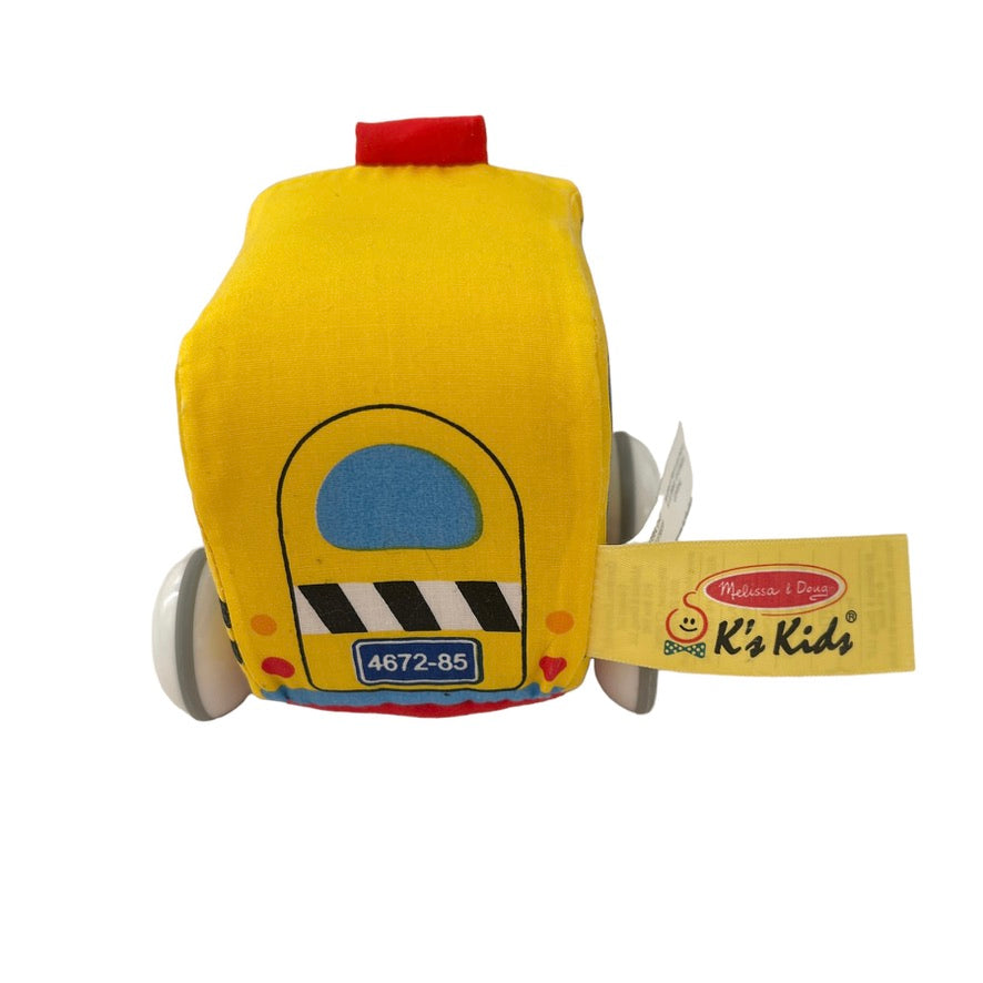 Melissa & Doug 's Kids Pull Back Cloth Vehicle Bus Bright Yellow, Smiling Kids!