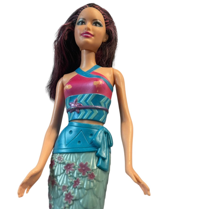 Barbie Dreamtopia Mermaid Doll 13" Aqua & Pink with Pink Streaked Hair Some Paint Wear