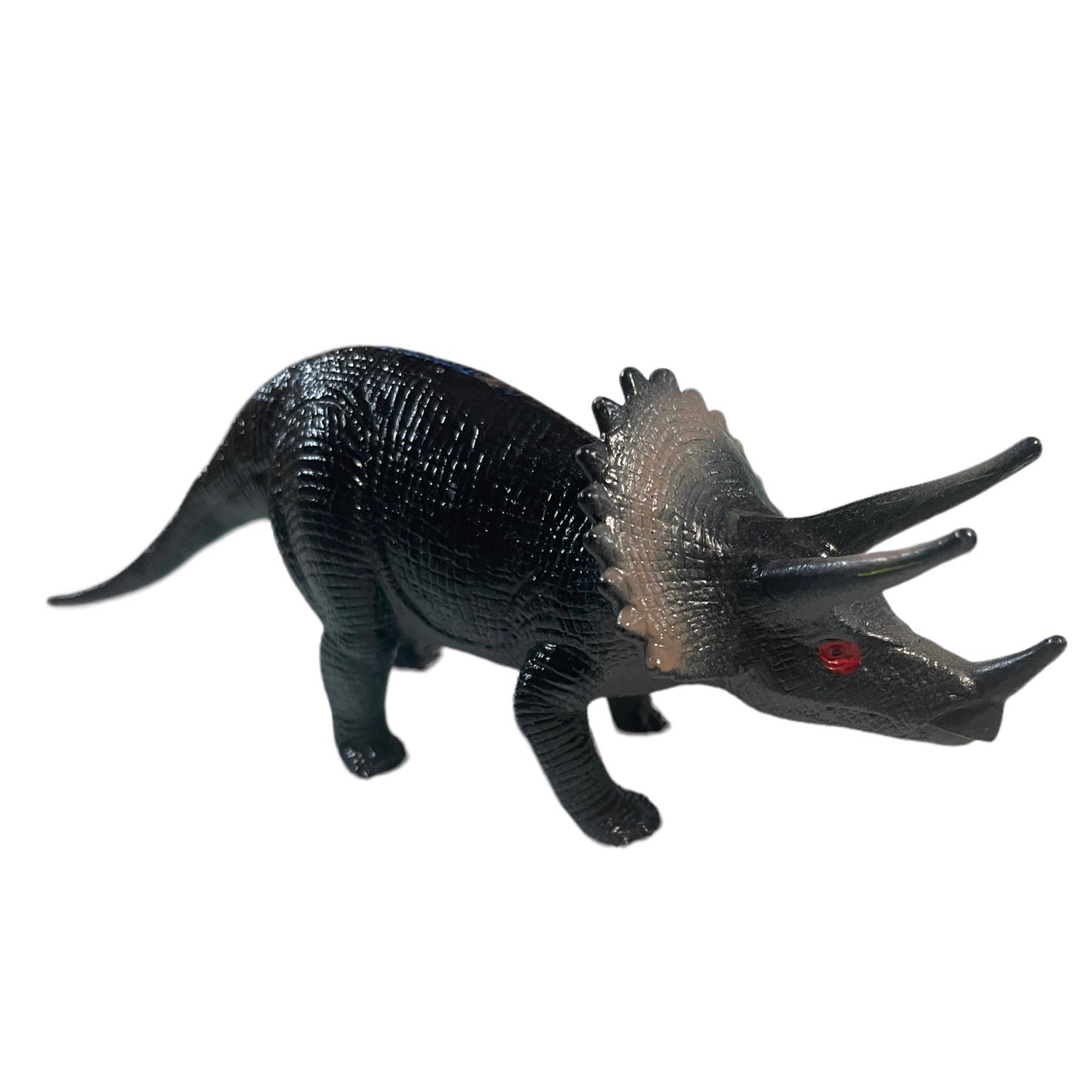 Vintage 1980s Triceratops - (BLACK) - Made in China Dinosaur Figure / Cake Toppers i GUC