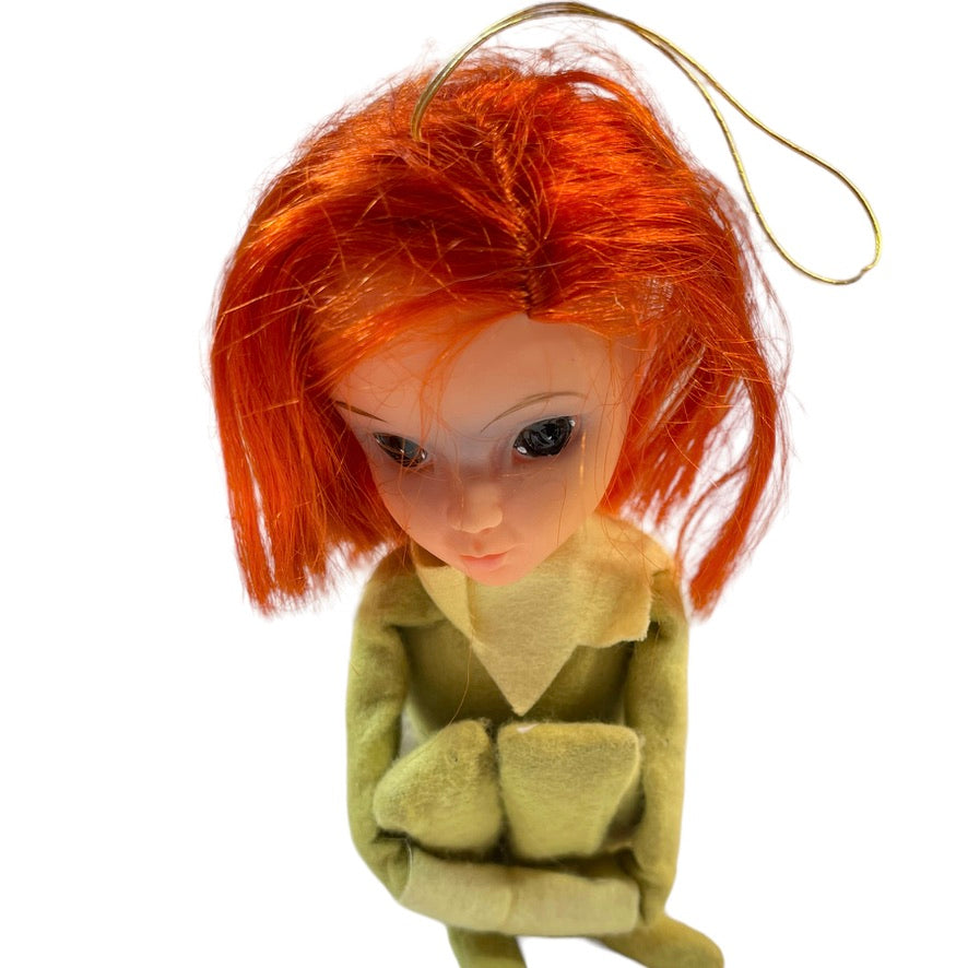 Vintage Kamar 1967 Red Haired Hazel Eyed  GKnee Hugger/ Elf on Shelf Green Jumpsuit