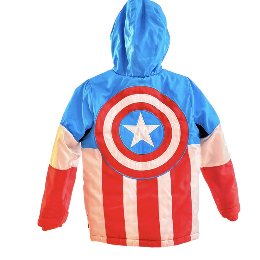 Disney Store Captain America Puffer Jacket, Size 7/8, Excellent Preowned Condition
