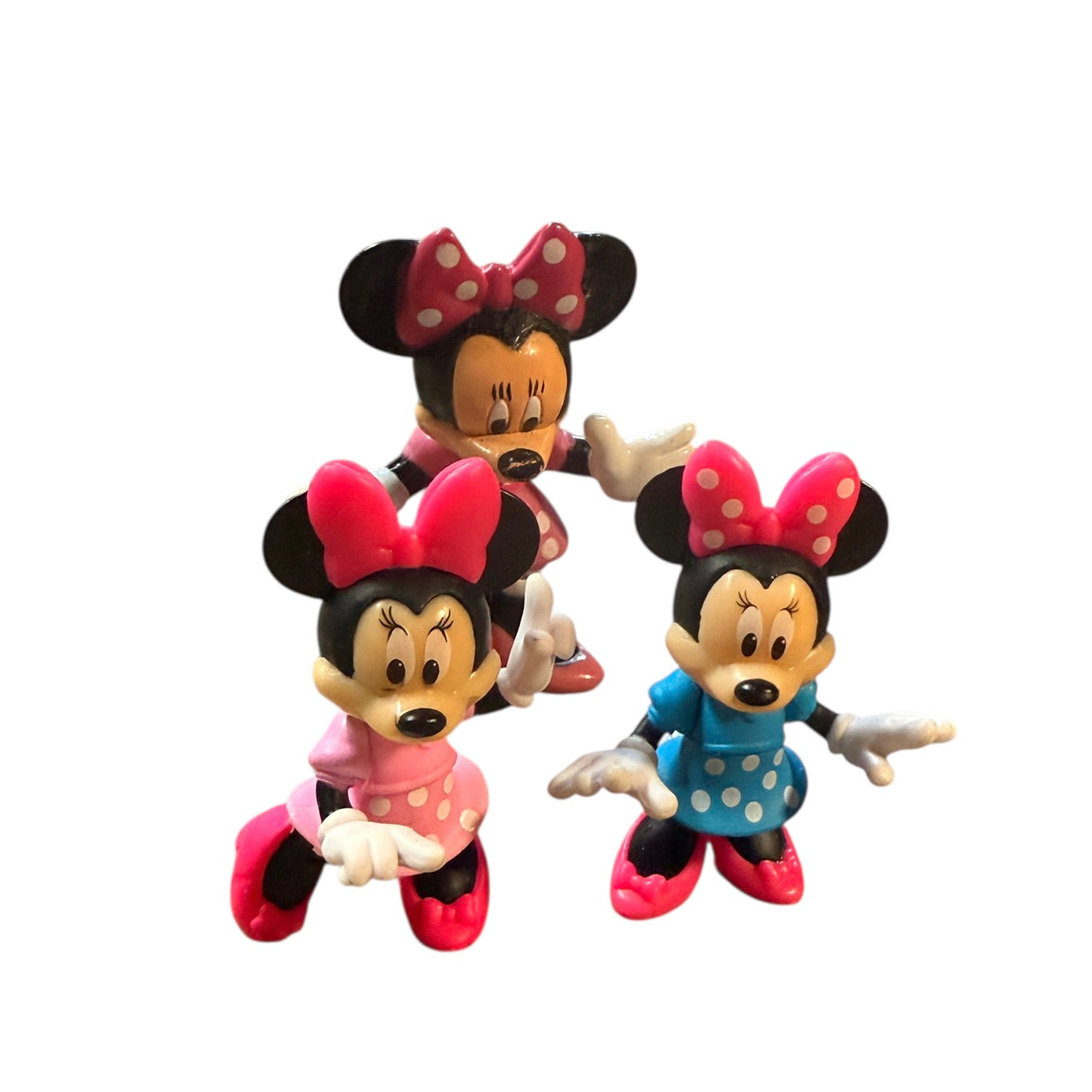 Lot of 3 Classic Minnie Mouse Action Figures for Cake Toppers High Heels, Polka Dots & Bow
