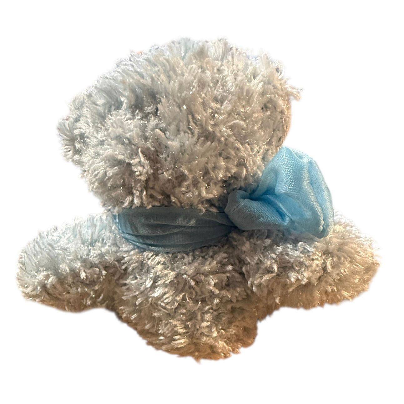 Russ Berrie Light Blue Sparkly Teddy Bear, 'Bubbles' a 5" Plush with Satin Feet  & Chiffon Bow