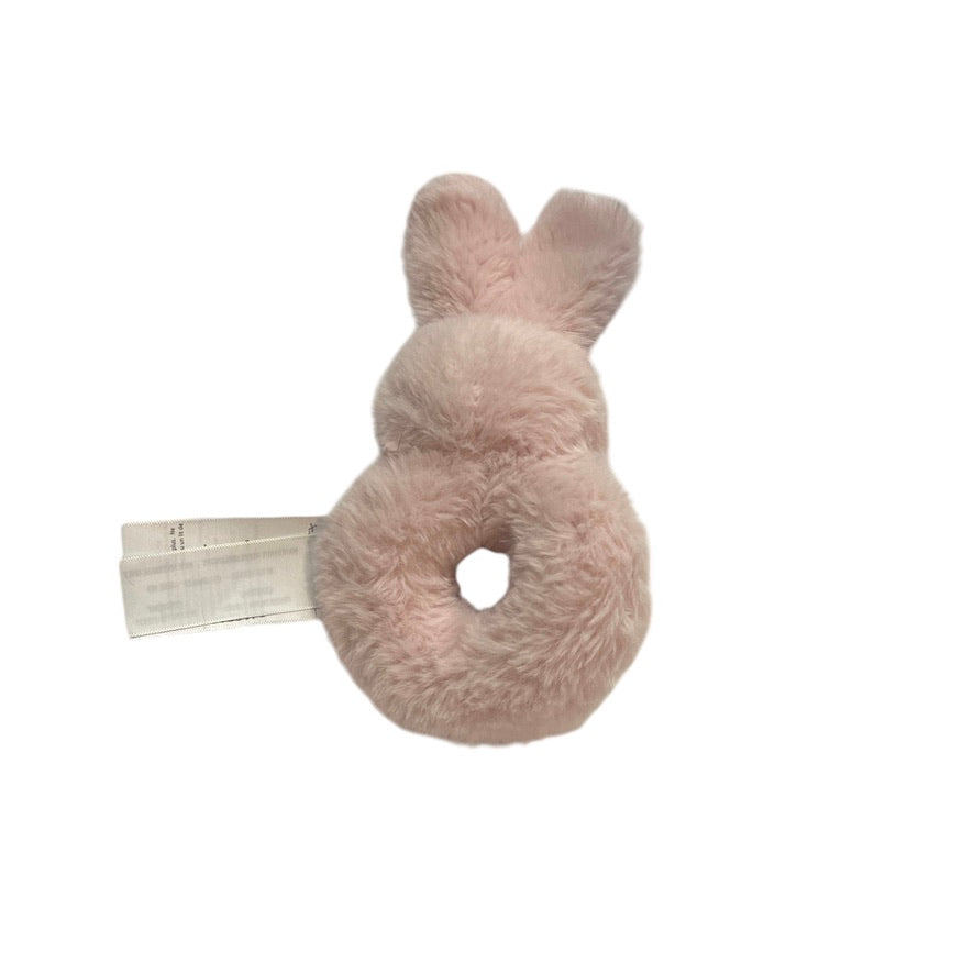 LIL Miracles Fuzzy Pink Ring Rattle With Handmade Minky & Ribbon Lovey Tug Tag Blanket