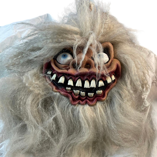 Gruesome Halloween Mask, Long Grey Hair. Bulging Eyes, Rotten Teeth