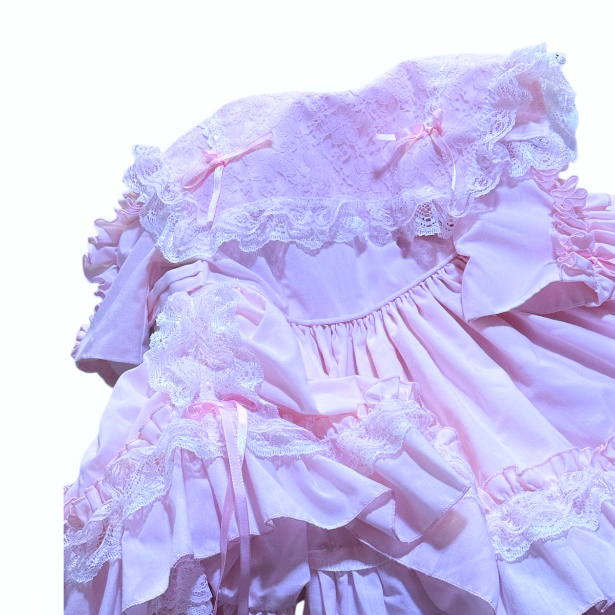 Exquisite Pink Ruffled Circle Dress, Vintage Preowned Size 2T-4T, A Real Treasure! EVC