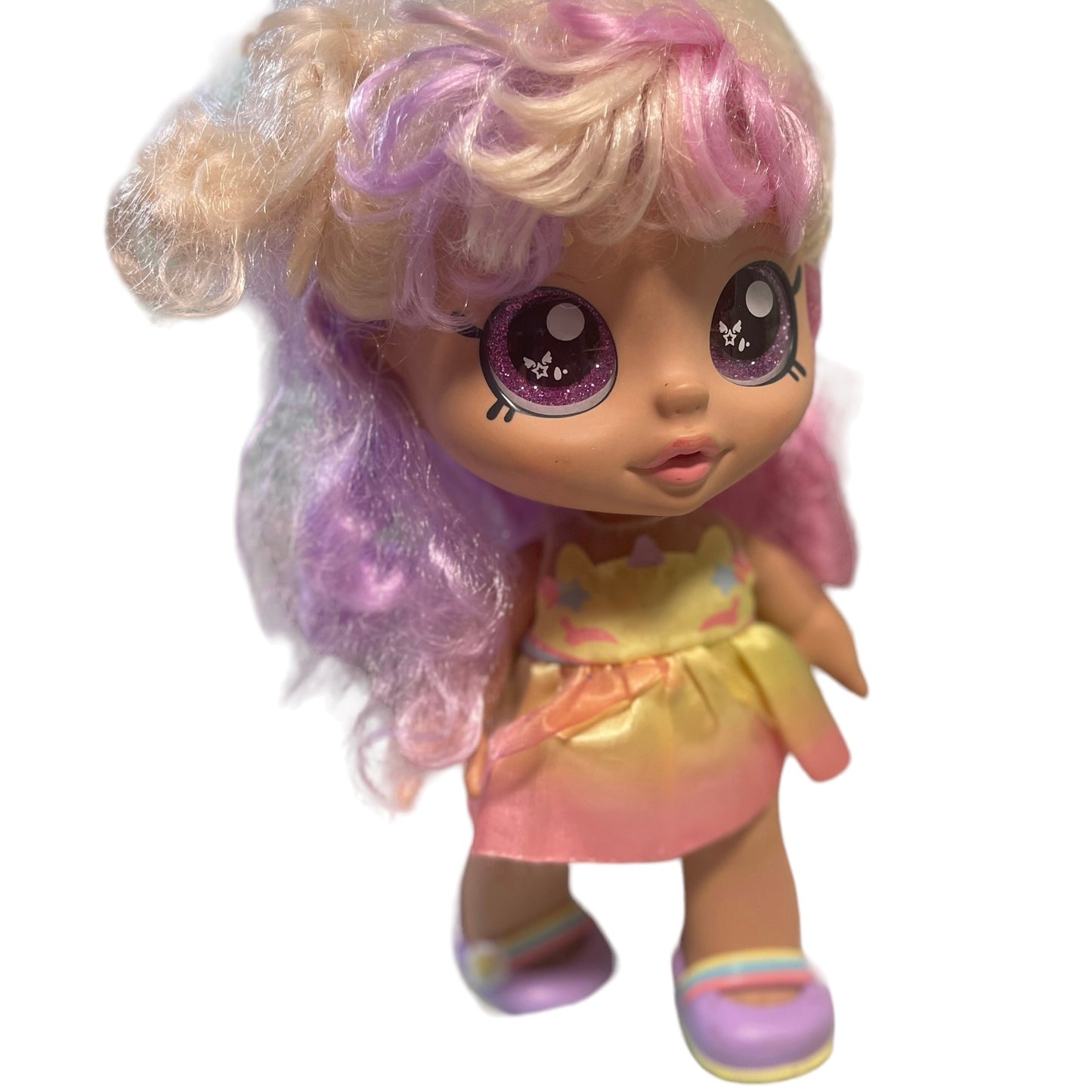 Mystabella, Kindi Kids 10" Preowned Bobbleheaded Doll with Long Pastel Multicoloured Ringlets