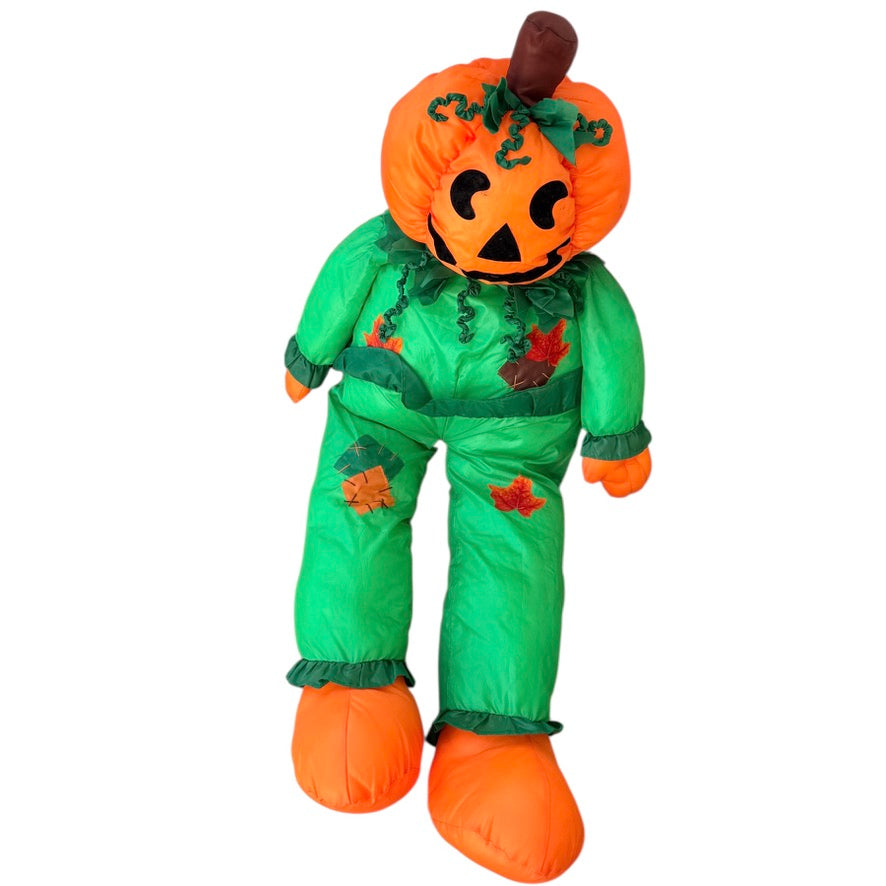 Over Stuffed Nylon Child Sized Figure, Classic Jack-o-Lantern Head &  Green & Orange Body