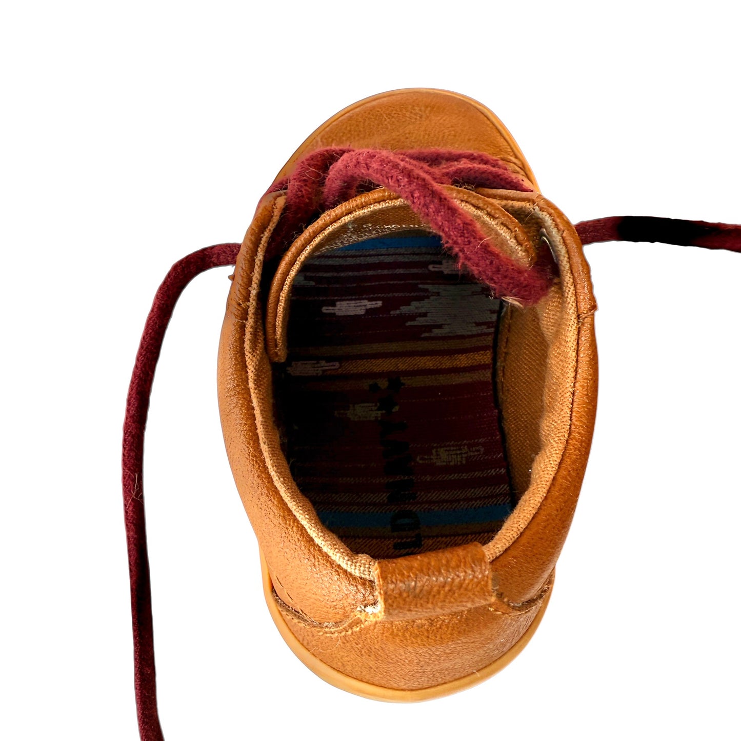 Old Navy Tan Tie Up Shoes with Burgundy Laces, Children's Size 5 in EUC
