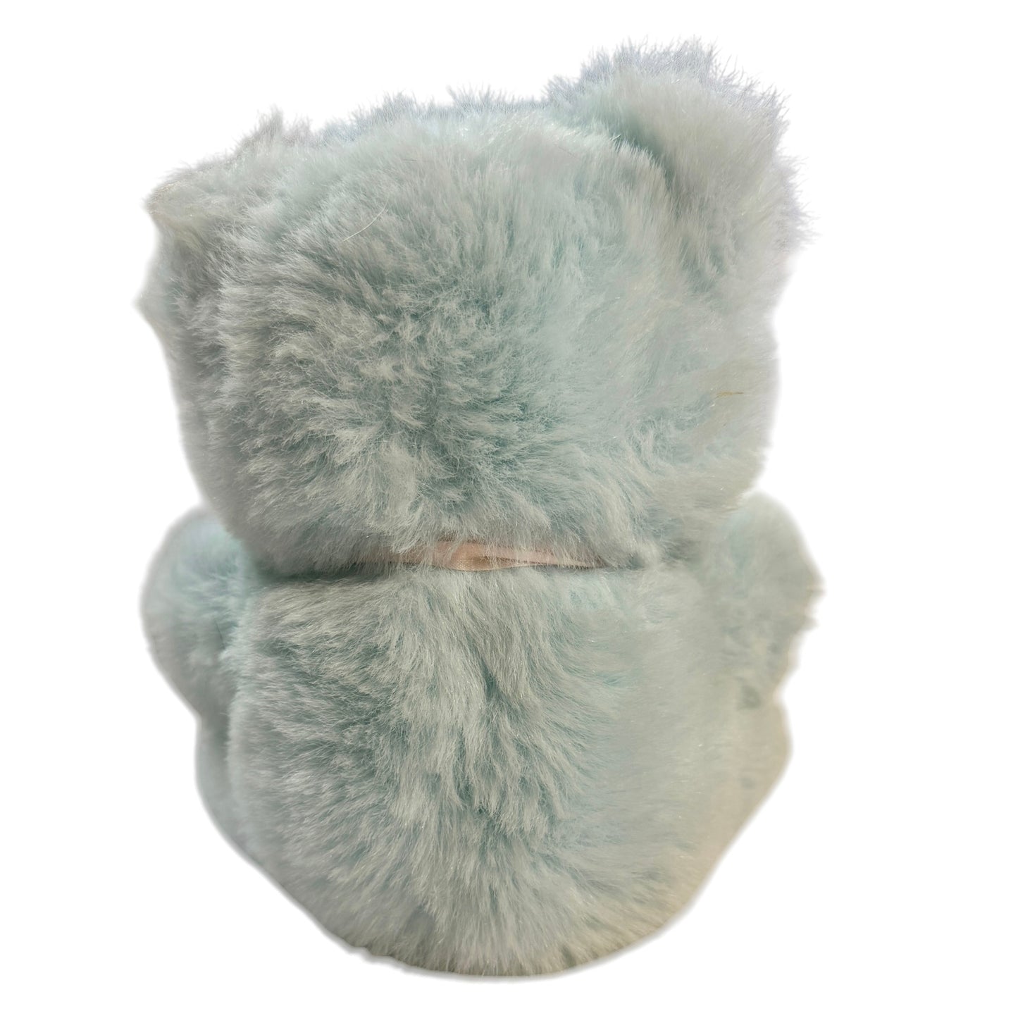 Adorable Vintage 8" Seated Soft Baby Blue Teddy Bear Rattle with White Snout & Black Features