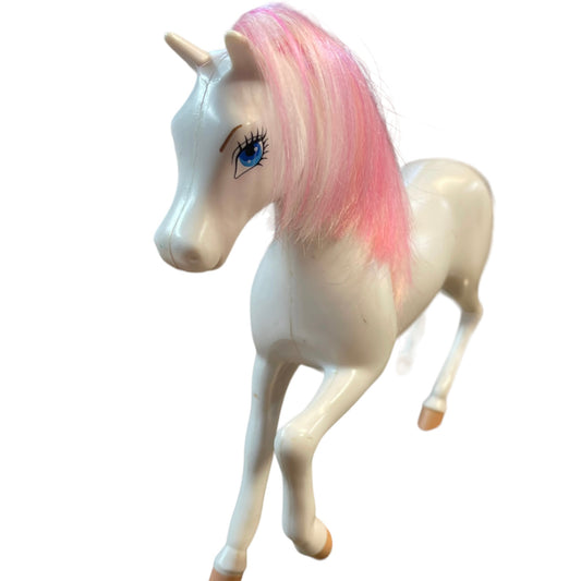 Barbie 10" Toy Horse with Pink Streaked Mane and Blue Eyes. GUC