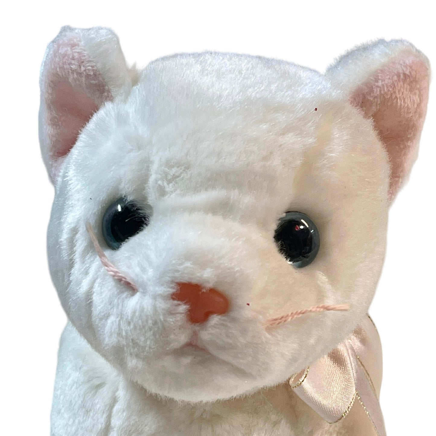 Ty Beanie Buddies Ultra Soft White 11" Blue Eyed Kitten with Pink Nose, Whiskers & ears.