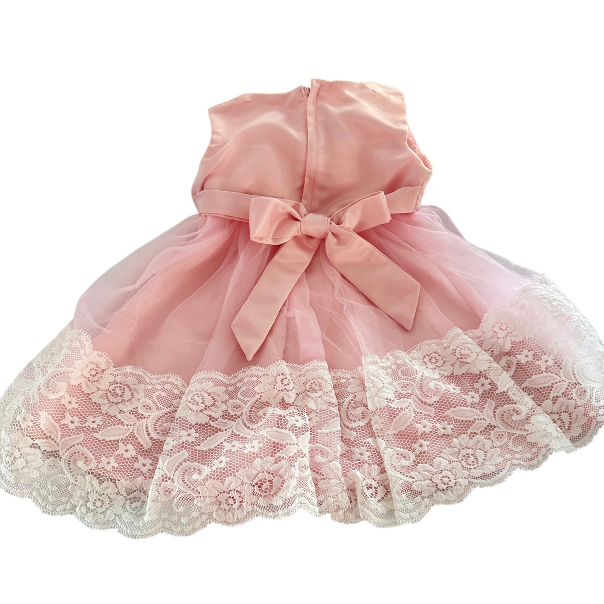 Exquisite Pink Chiffon & Lace  Baby Party Dress, Satin Bow & Rosette Embellshment