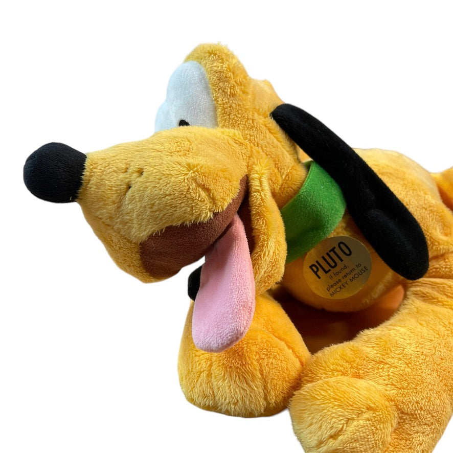 Pluto, Vintage Disney Parks  17" Stuffed Animal Plush with Green Collar & Gold Tag  EUC