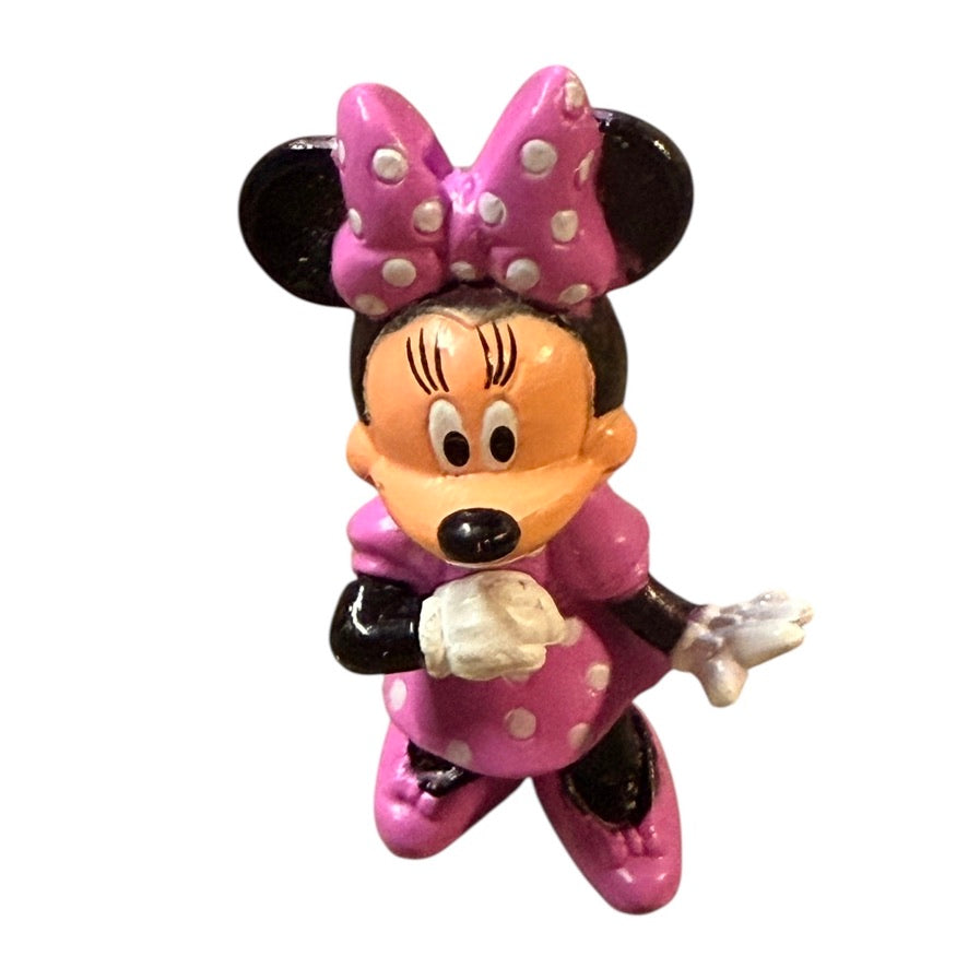 Disney Collection of Polka Dot Minnies, Soft and Hot Pink, 2-3.25" Toys or Cake Toppers in GUC