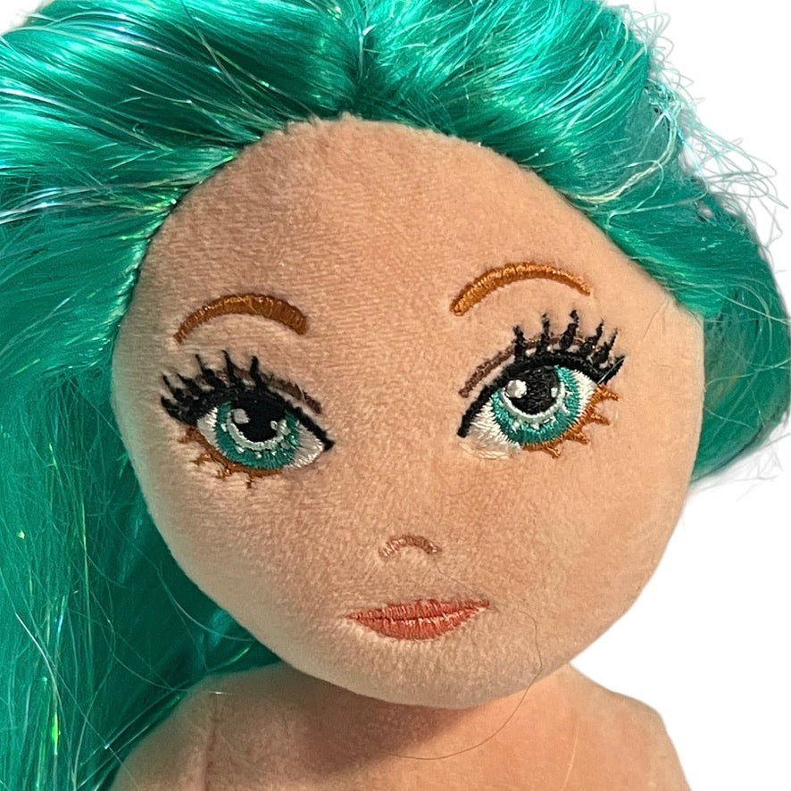 Azure Ty Mermaid Doll Iridescent Green & Purple Sequins, Long Green, Sparkly Hair  with Tag