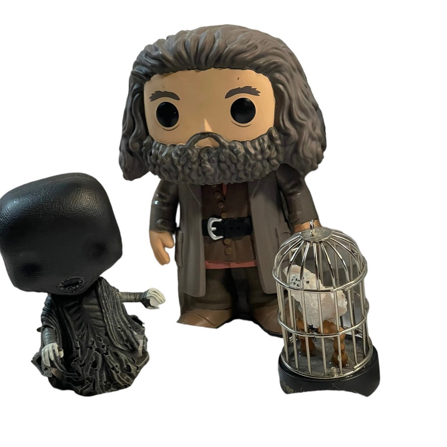 Harry Potter Lot- 2015 Hagrid Funko Pop, 2016 Dementor, Hedwig & Harry EUC