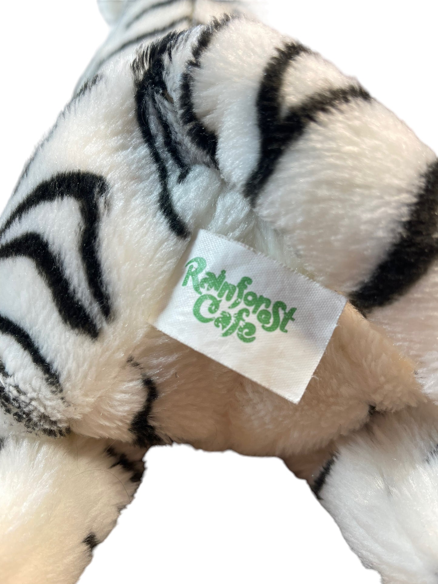 REAISTIC White/Bengal Tiger,  Rainforest Cafe  16" Plush Stuffed Animal Toy in EUC