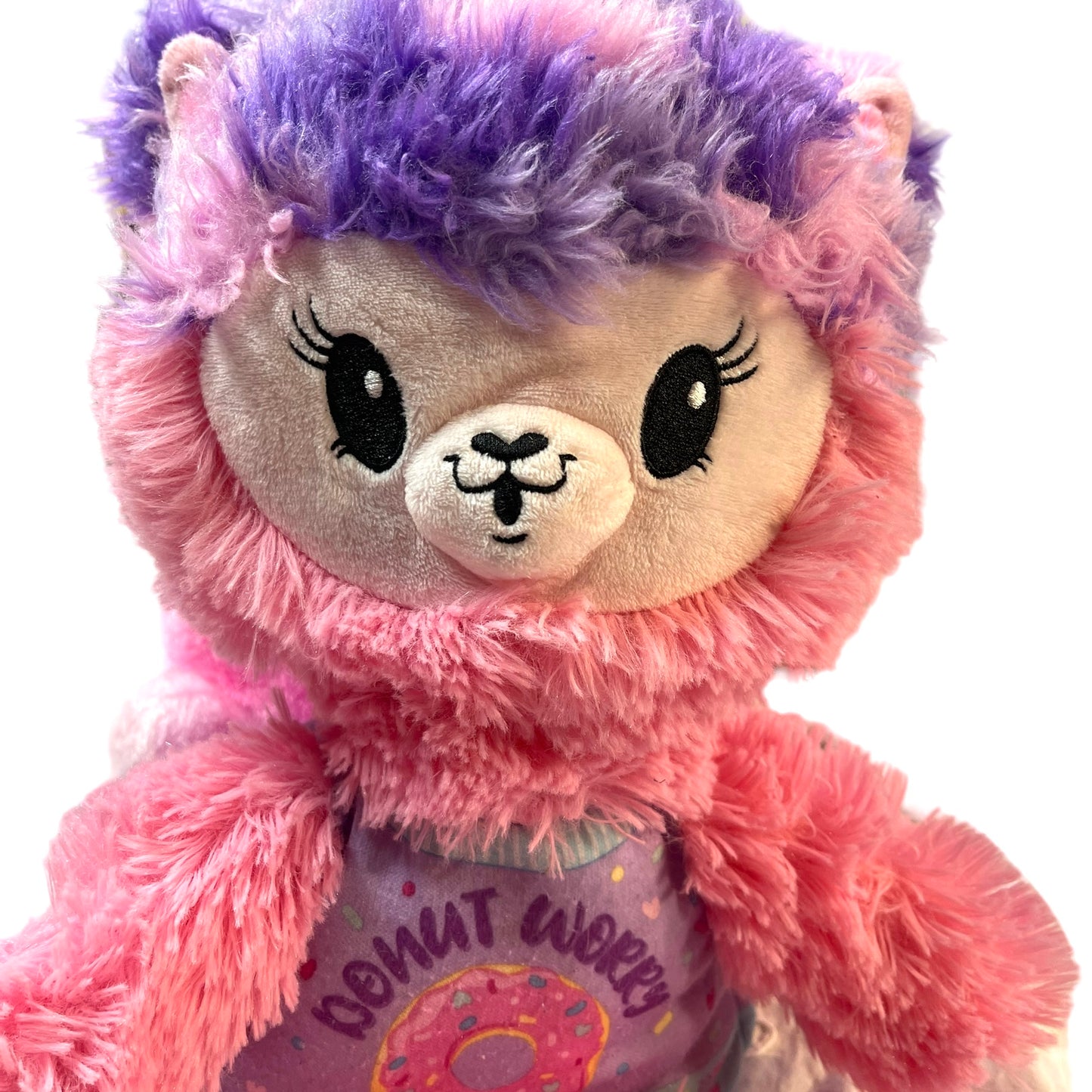 Pikmi Pops Pyjama Llama 15"  'Donut Worry' Plush Pink/Purple Embroidered Face GUC