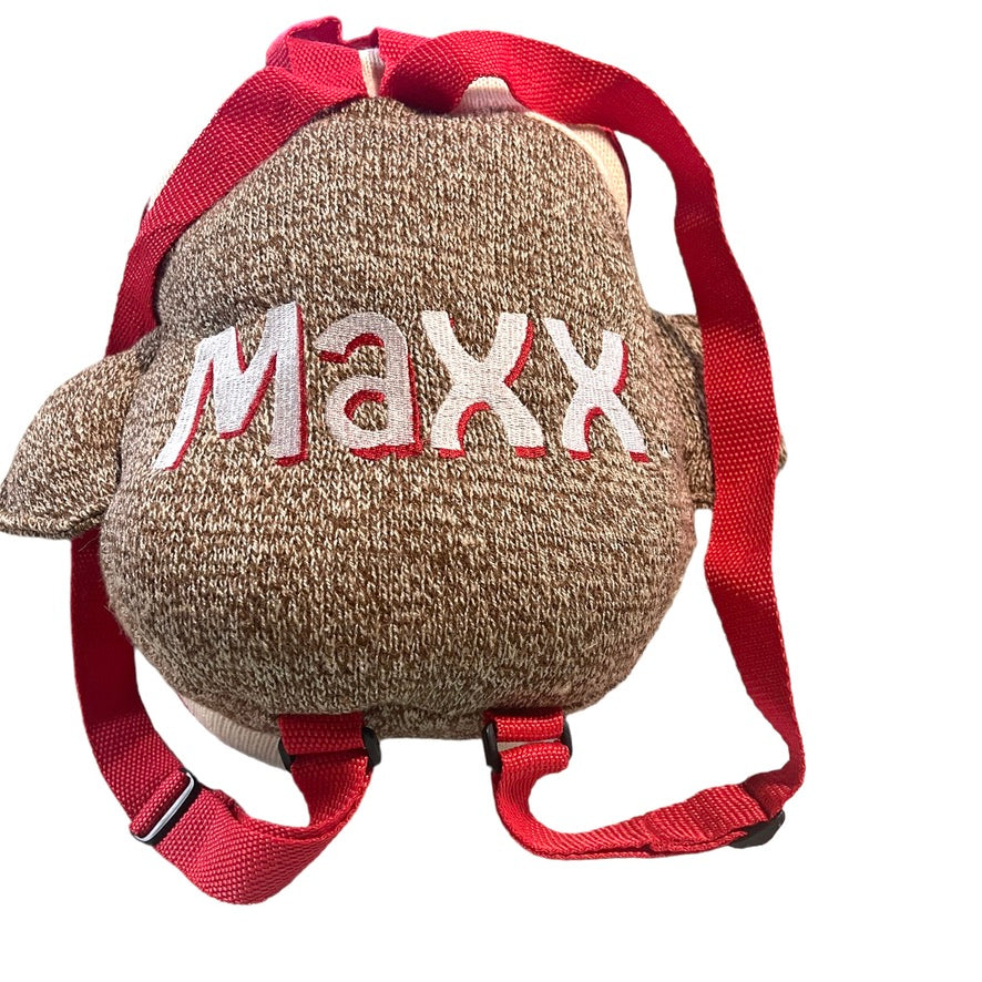 MAXX  Classic Zippered SockMonkey Backpack / Pillow  Adjustable  Straps, Room for Treasures!