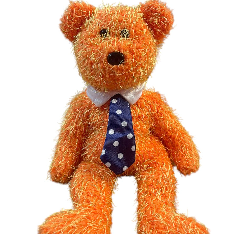 Ty, 'Pappa', Retired Orange Frosted Beanie Baby, White Collar Long Polka Dot Tie