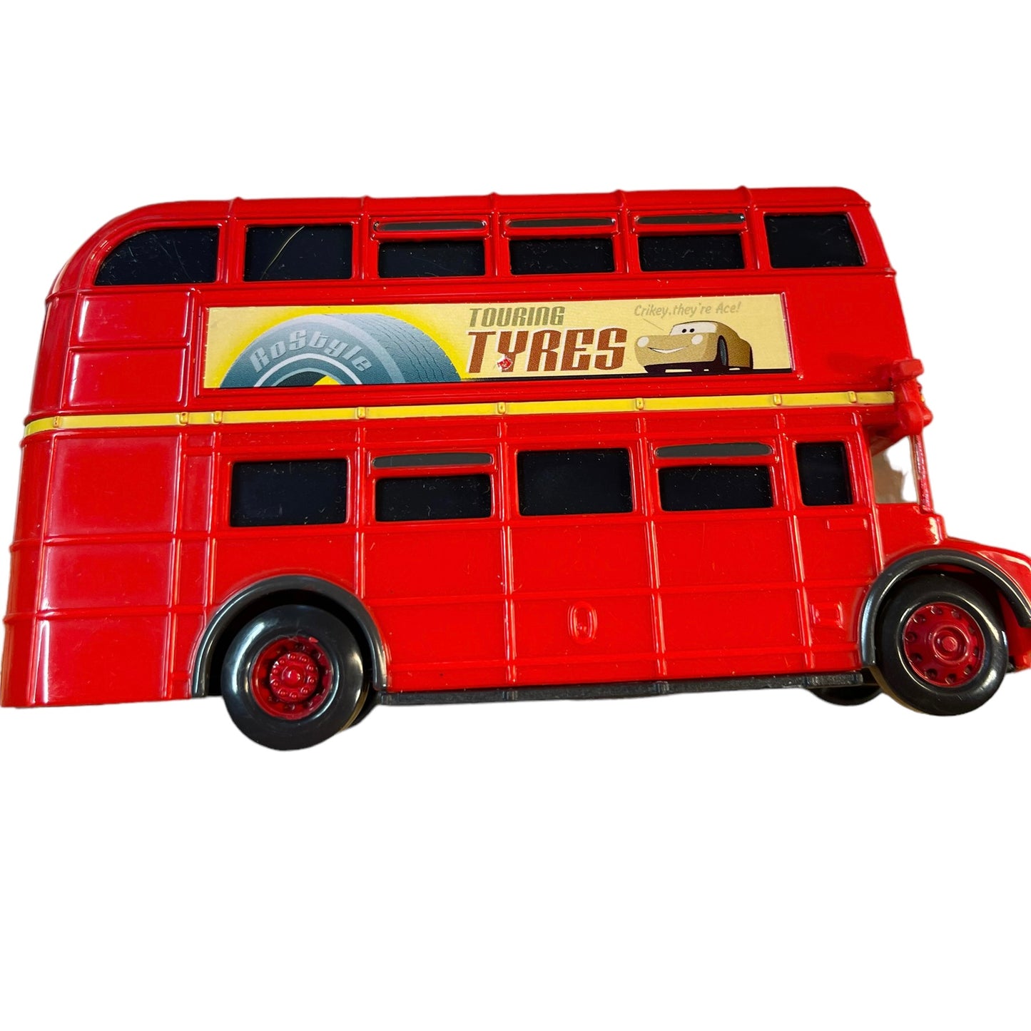 Red Disney Pixar Cars Double Decker Bus #91 Crosshead Touring Tyres