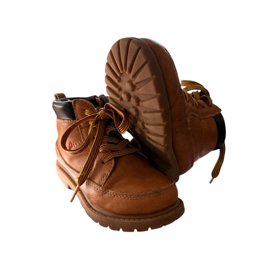 Carter's Brown Hiking Boots with Laces & Side Zippers, Size 9 , in Good Preowned Condition